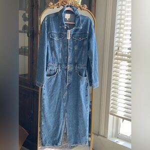 Favorite Daughter NWT The City Denim Blue Midi Shirtdress